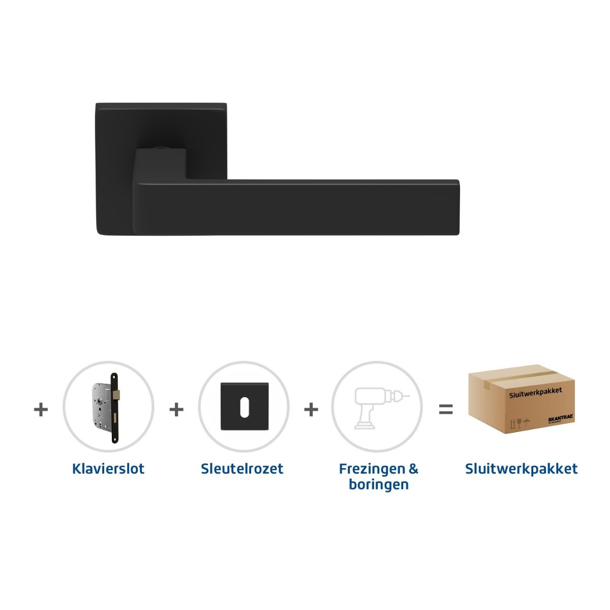 Sluitwerkpakketten met Deurkruk Quadrate 28 Regular Zwart